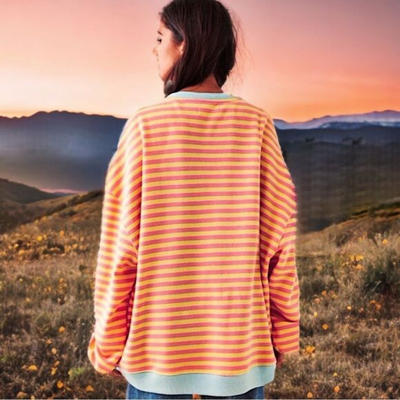 Free People Classic Striped Crew Neck Sweatshirt - Picture 4 of 16